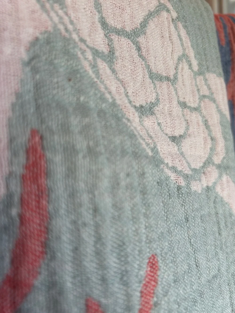 Woven Coastal Turtle 2 Side 100% Cotton Beach Towel Green + Coral NEW